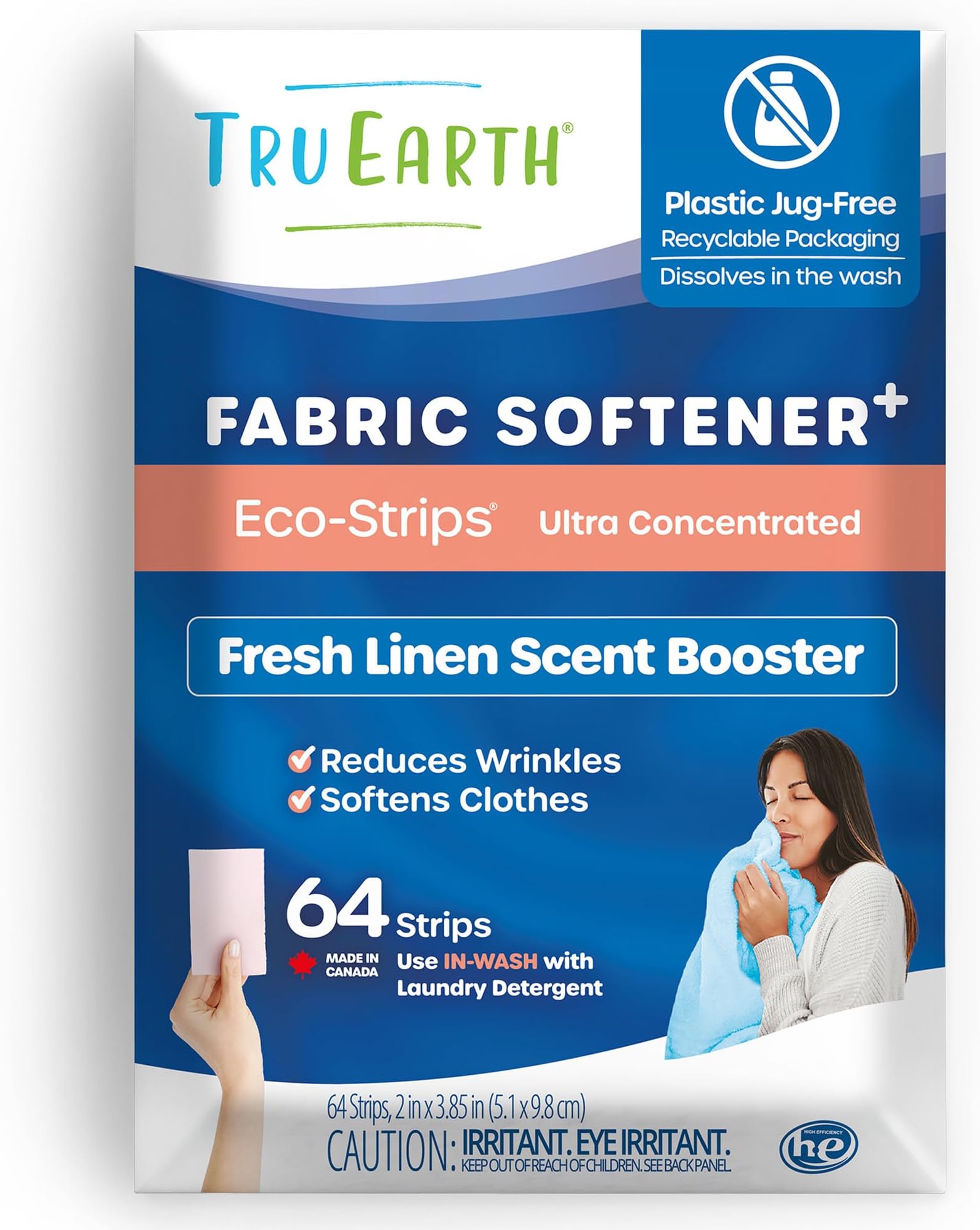 Fabric Softener Strips for Washing Machine, Alternative to Fabric Softener Liquid and Pods, Fresh Linen Scent Booster, Up to 128 Loads Per 64-Count