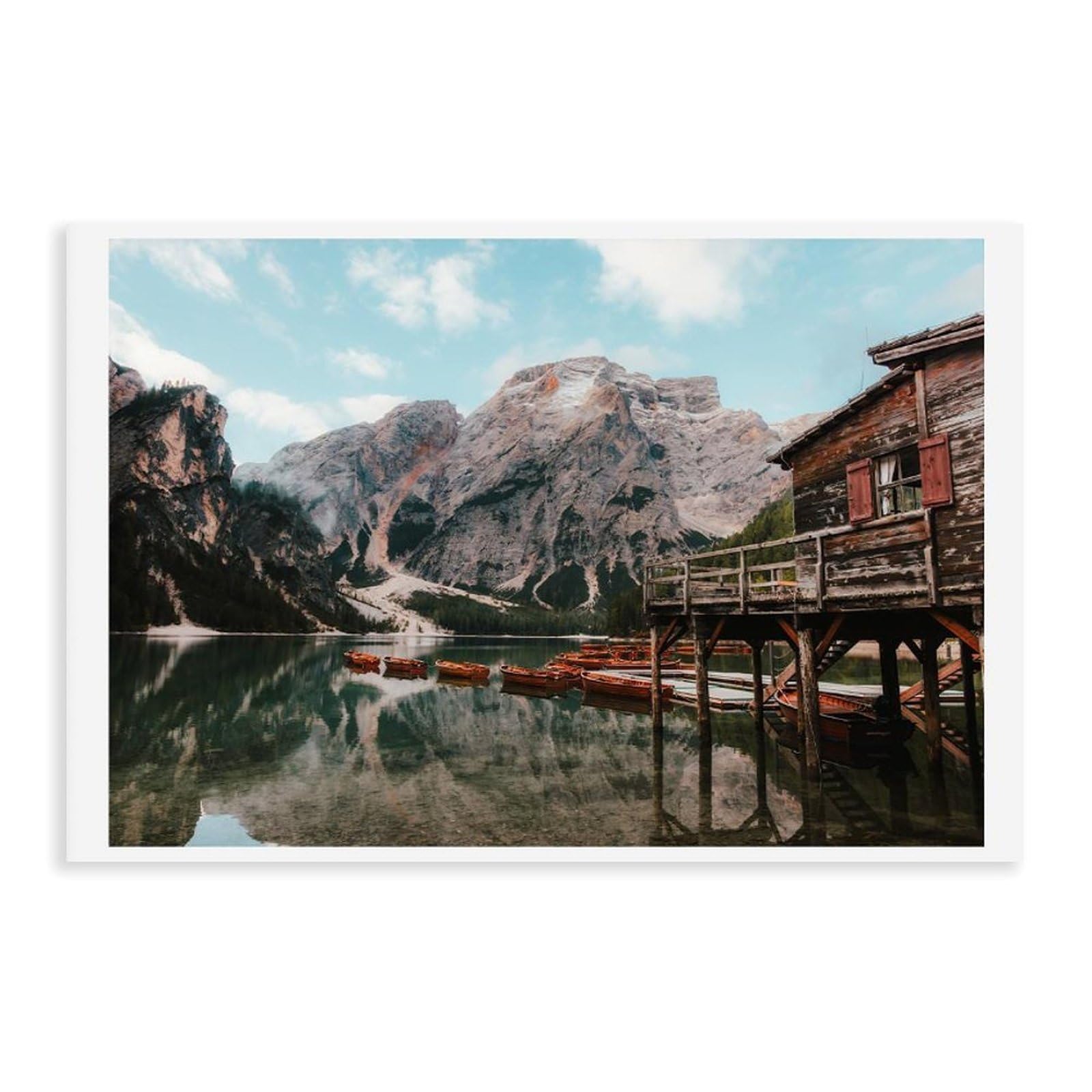 HEYANM Lago Di Braies Print Dolomites Mountain Lake Italy Landscape Art Canvas Poster Wall Art Paintings for Living Room Bedroom Decoration Unframe 16x24inch
