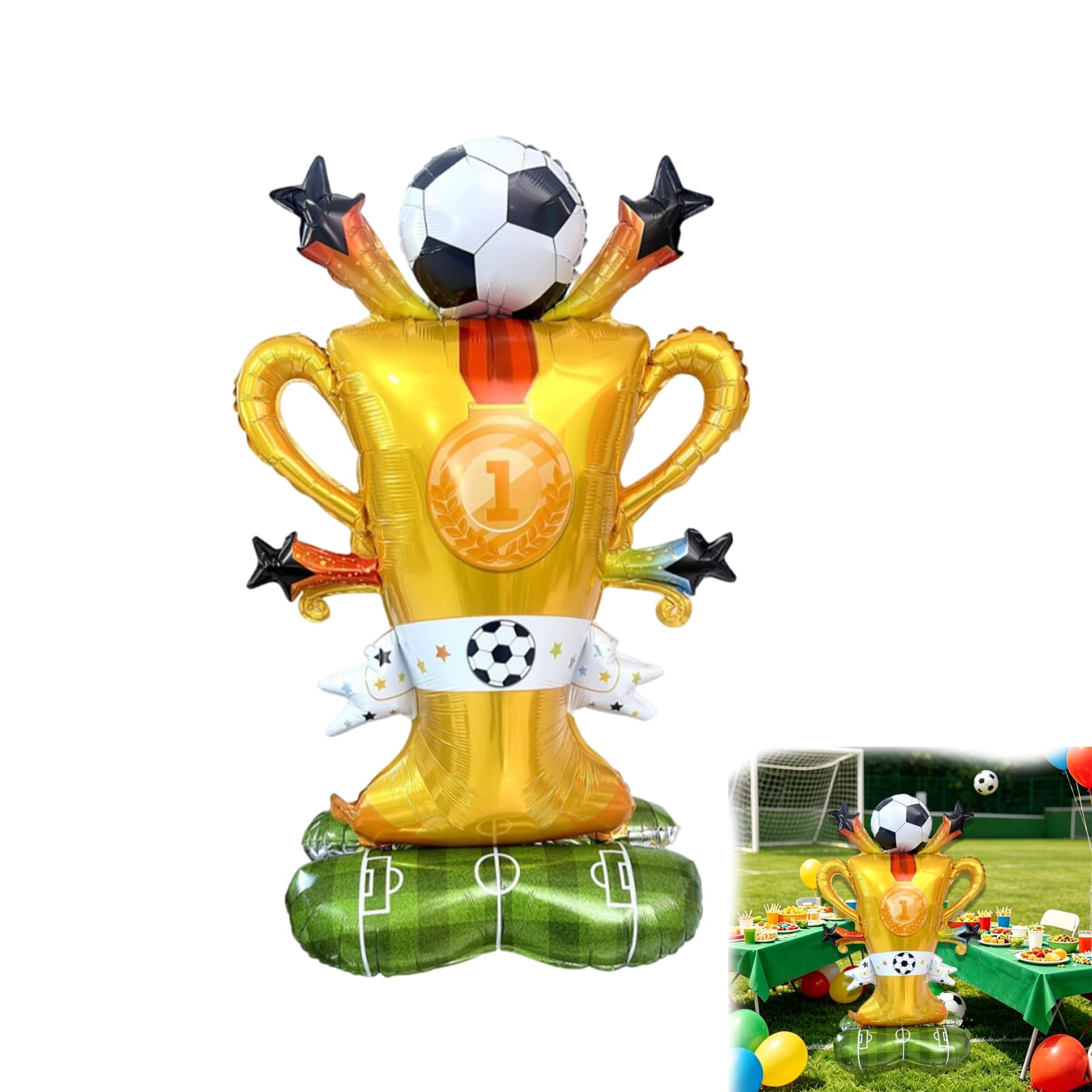 Large Football Balloons, Football Birthday Balloons, Self Inflating Football Birthday Decorations for Parties Soccer Themed Celebrations and Sports Events