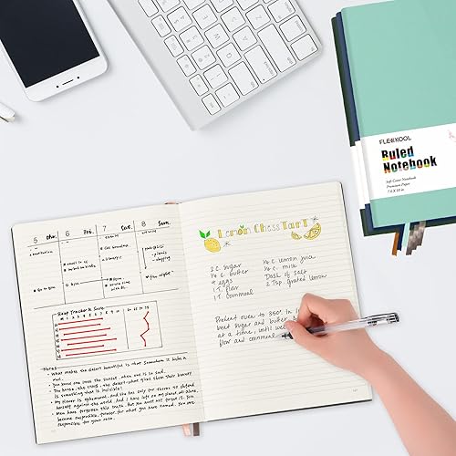 Miniatura 4 de FLEEKOOL Diarios de negocios, paquete de 2 cuadernos B5 de tapa suave grande con papel rayado grueso de 3.53 ozm, 376 páginas numeradas, 7.6 x 10