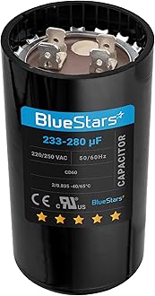 [Upgraded Version] BlueStars 233-280 uF MFD 220-250VAC Volts ±20% Volts Round Motor Start Capacitor 50/60 Hz AC Electric Replacement Part - Lifetime up to 30.000 Hours