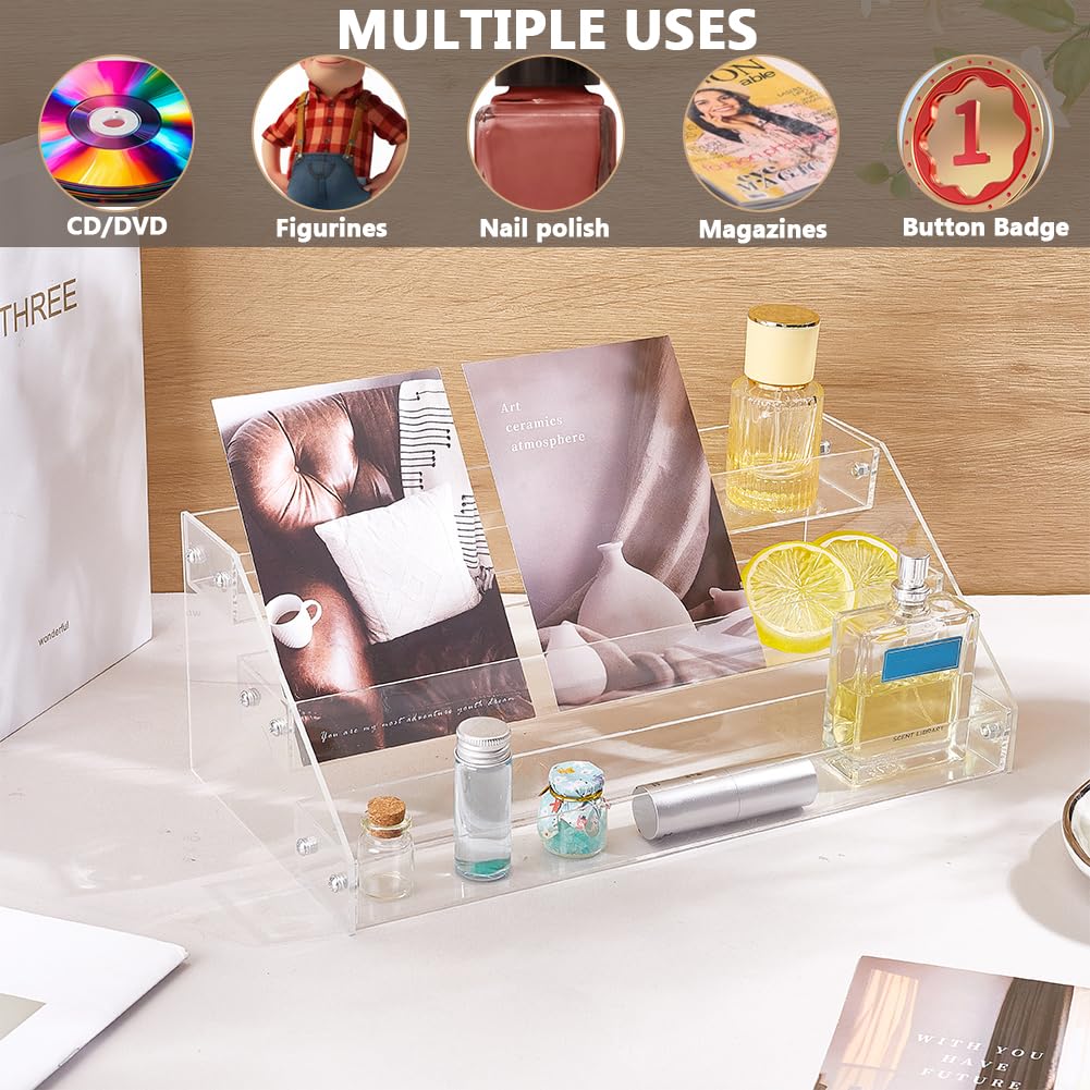 Organisateur de rangement pour CD à 3 couches - Organiseur de vernis à ongles - Acrylique - Rangement cosmétique - Pour boîtiers DVD - Présentoir à bijoux