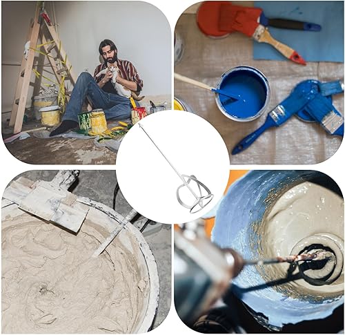 Miniatura 7 de POPETPOP Mezclador de pintura para taladro, mezclador de cemento, agitador de pintura para taladro, palillos de agitación, mezclador de barro de