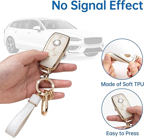 Miniatura 132 de Funda para llavero Cadillac con llavero Cadillac, funda compatible con Cadillac Escalade CTS SRX XT5 ATS CT6 5 botones Smart Key Protector Holder