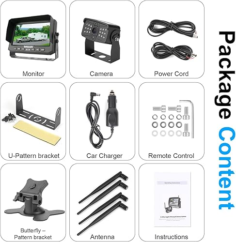 Miniatura 9 de DALLUX Cámara digital inalámbrica de respaldo, monitor DVR de 7 pulgadas para vehículo pesadocamioneta de 5