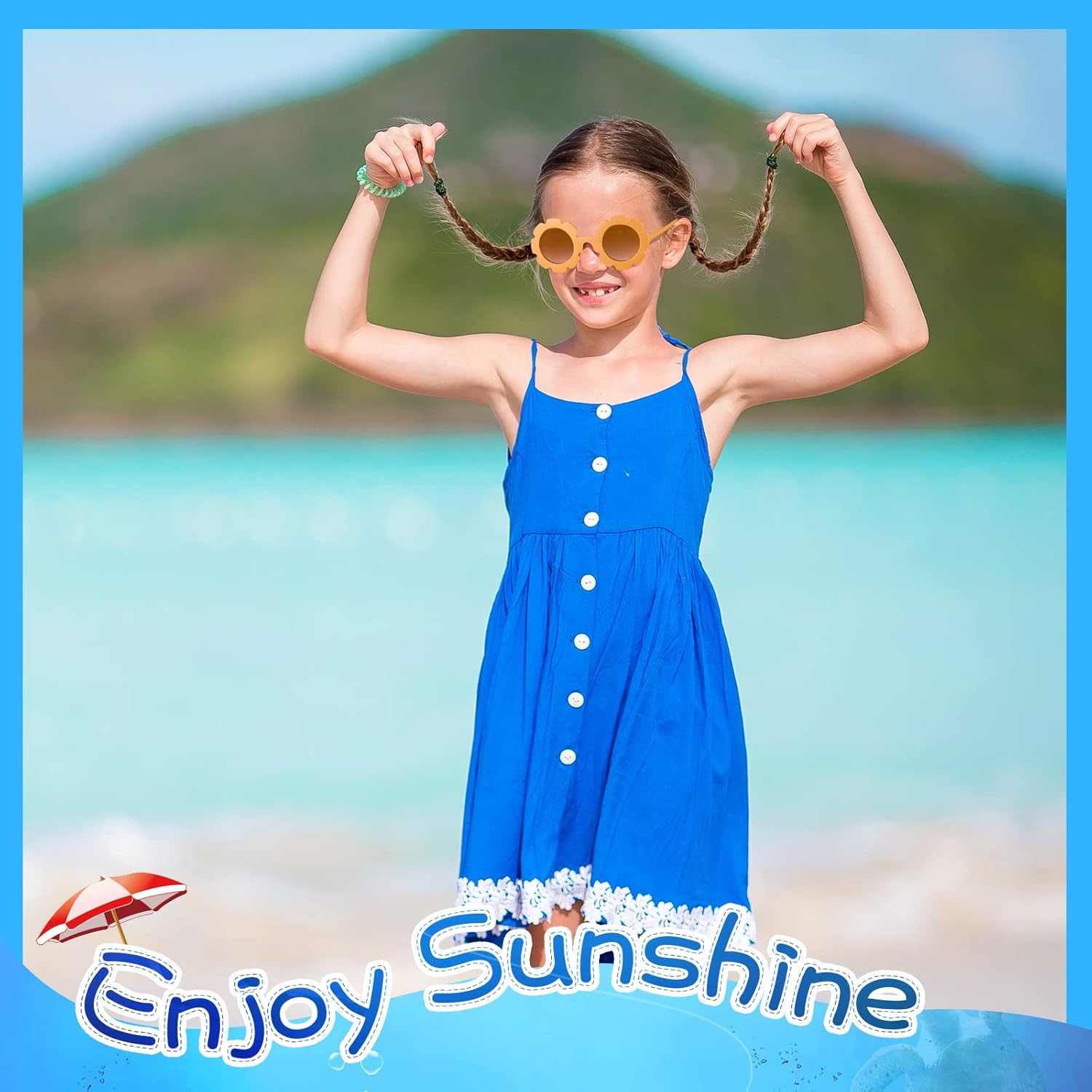 12 Pairs Kids Round Flower Sunglasses Girls Toddler Flower Shaped Cute Outdoor Sunglasses Eyewear Glasses - Image 4