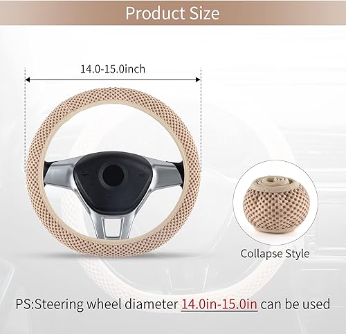 Miniatura 6 de GaRhomxy Funda elástica para volante de automóvil, funda para volante de automóvil, microfibra transpirable, seda de hielo antideslizante,