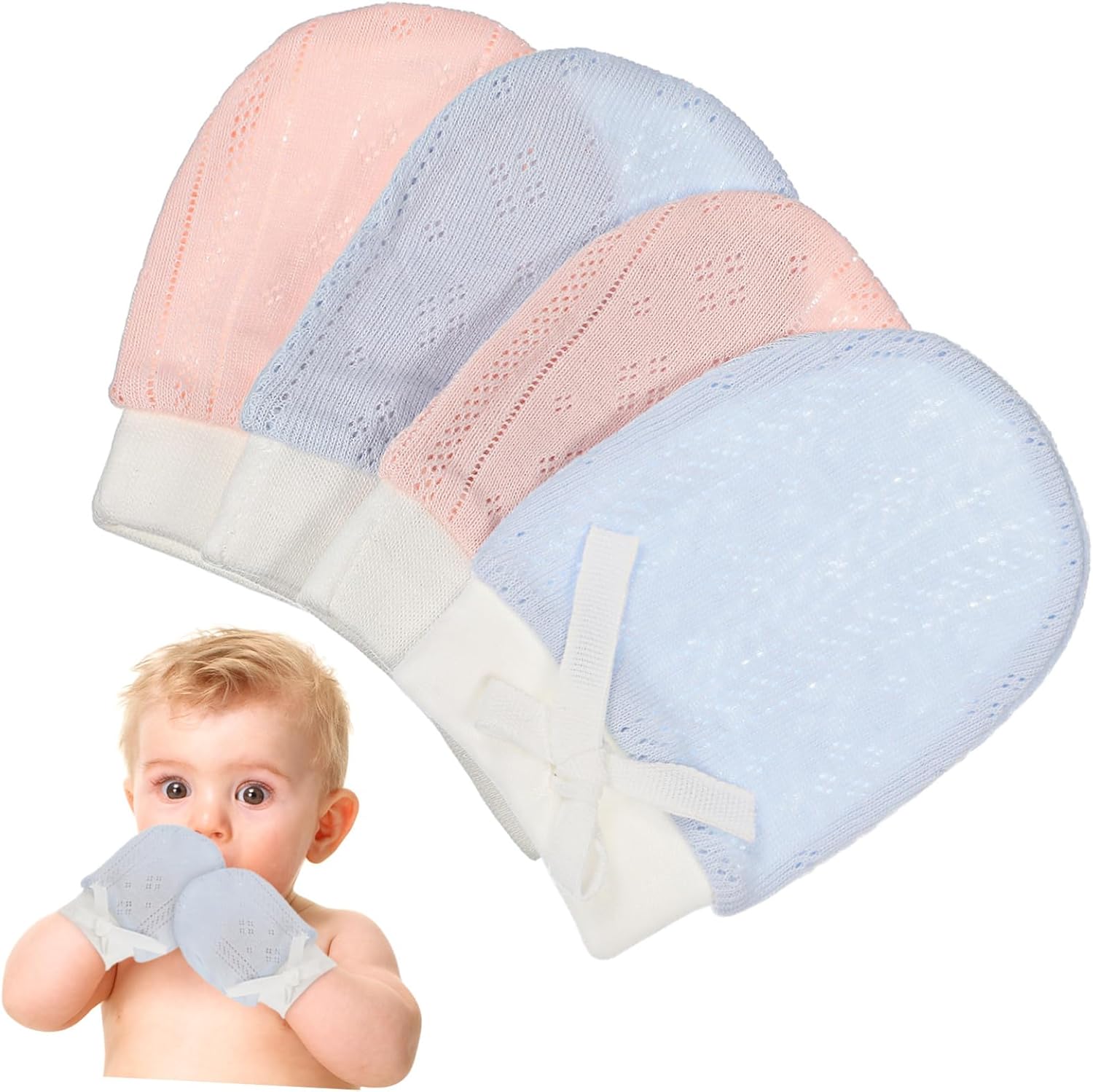 Newborn Baby Mittens Breathable Cotton Gloves for Boys and Girls No Scratch Infant Mittens for Everyday Use