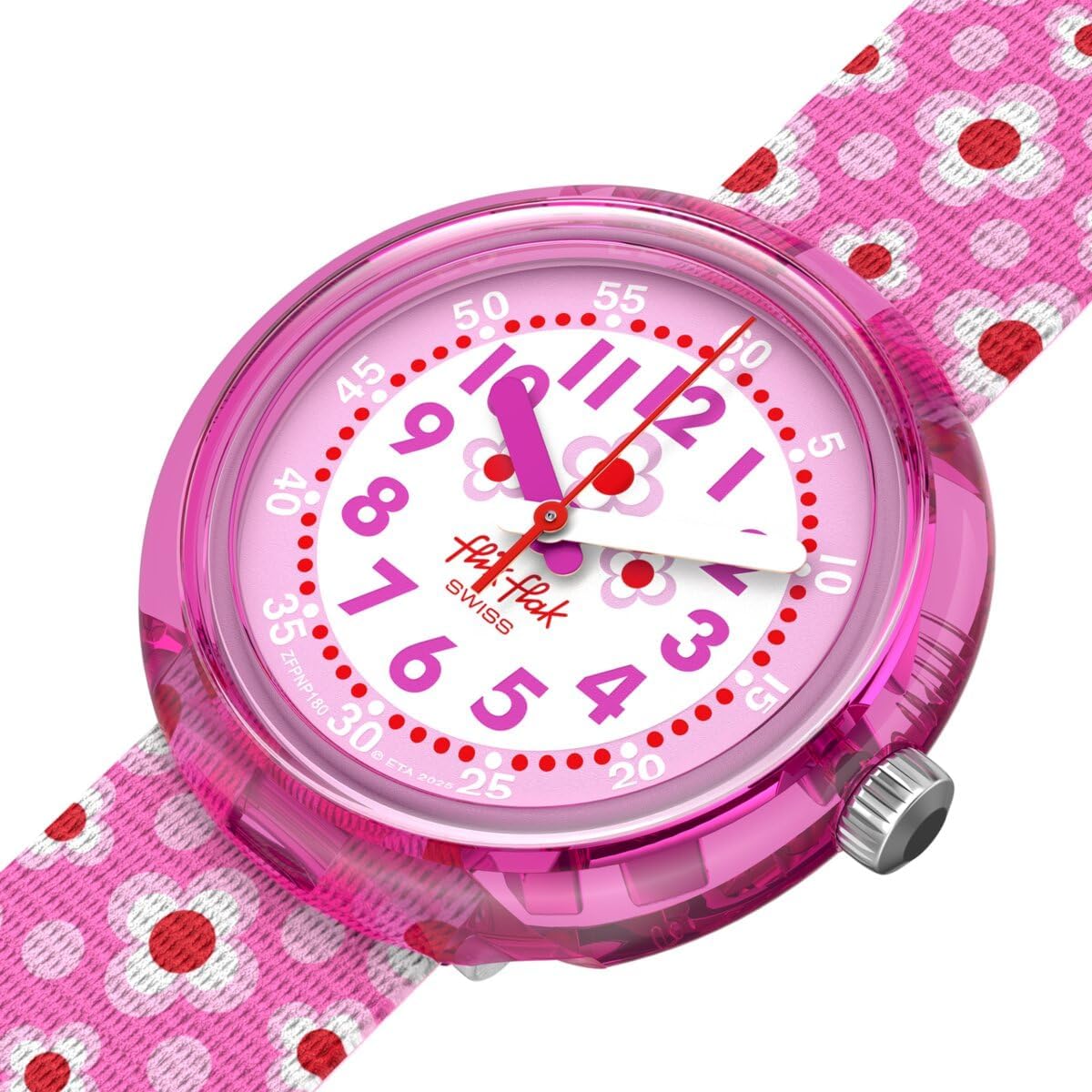 Flik Flak Girl Kids Watch Casual Pink Bio-sourced Quartz Waterproof Power Flower