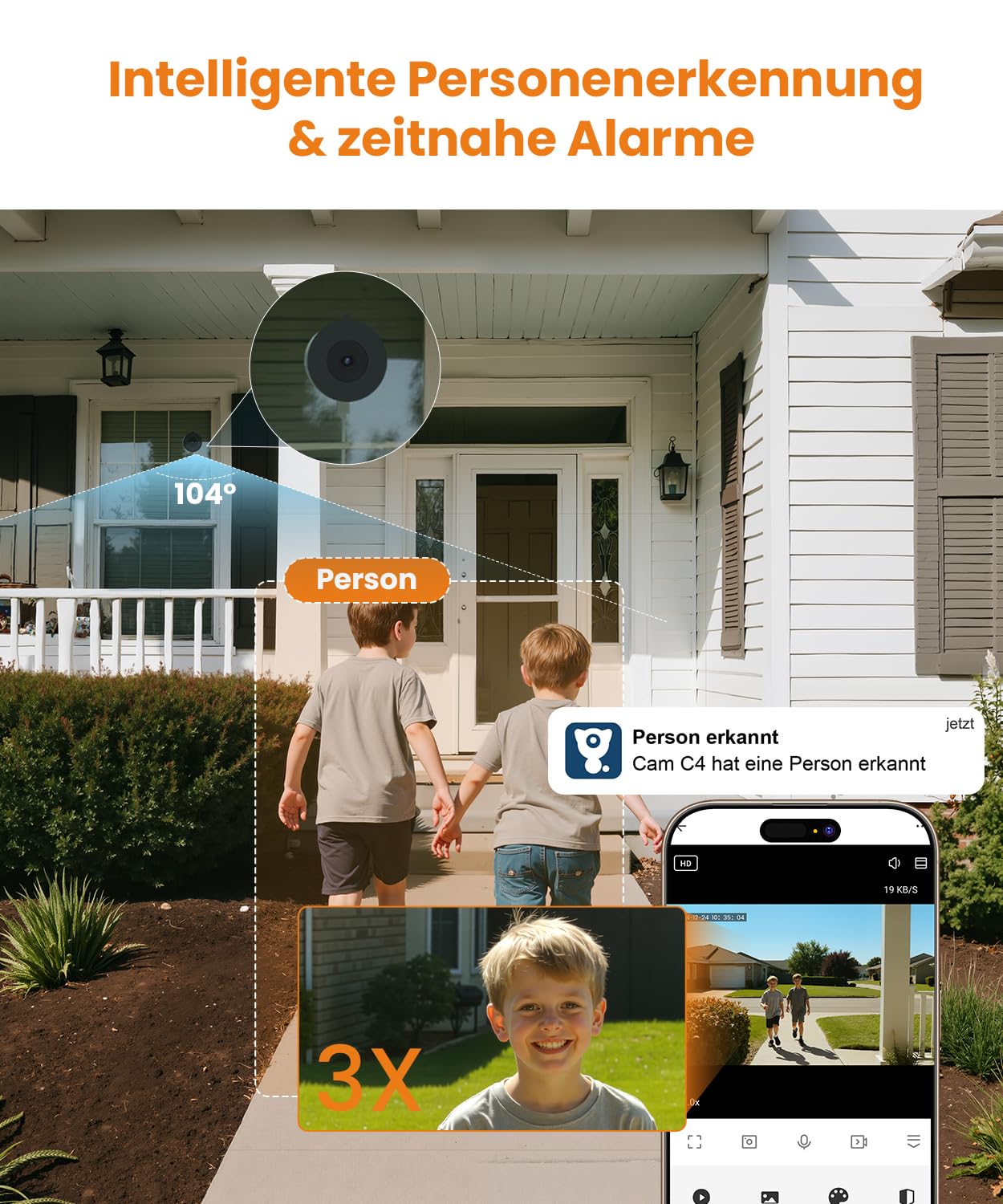 3MP 2K Fensterkamera Innen - 2,4 GHz & 5 GHz WLAN Überwachungskamera mit KI-Farbnachtsicht, Cloud/SD Speicher & 24/7 Aufnahme, Personen-/Bewegungs-/Geräuscherkennung & Echtzeit-Benachrichtigungen