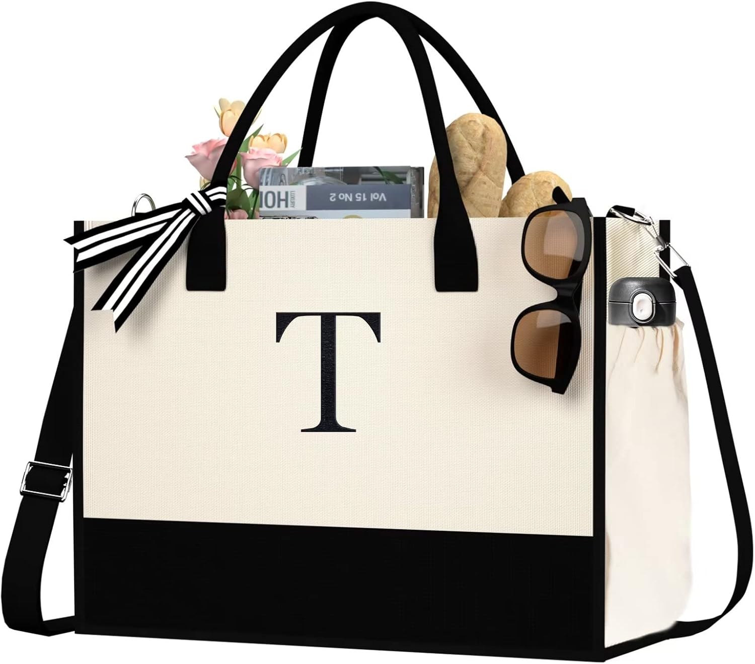 Initial Canvas Tote Bag Work Tote Bags for Women 16oz