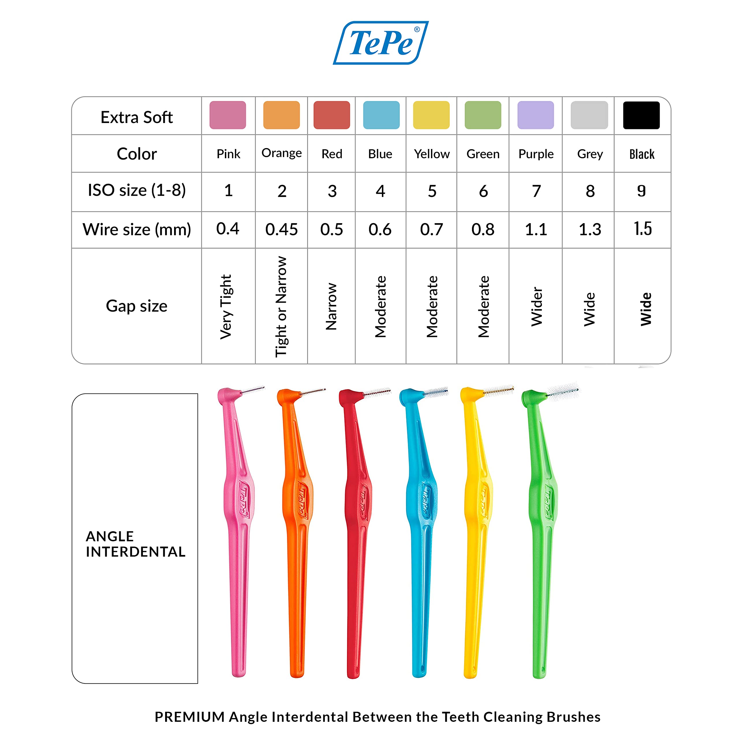 TEPE Angle Interdental Brushes, Dental Brushes for Between Teeth and