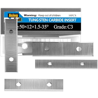 أداة Asieg 50x 12 x 1.5 مم 2 بوصة شفرات قاطعة كربيد مكشطة طلاء حافتين للأعمال الخشبية أخدود السطح رؤوس قاطعة مسوي حلزوني ومكشطة يدوية 10 قطع
