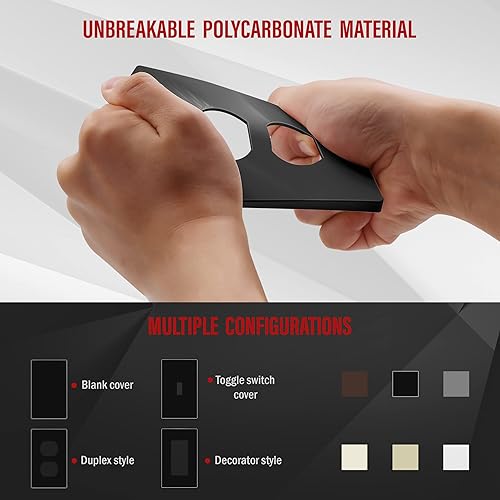 Miniatura 74 de ENERLITES Placa de pared dúplex para toma de receptáculo, cubierta de toma de corriente eléctrica, acabado brillante, tamaño mediano de 1 banda