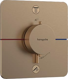 hansgrohe ShowerSelect Comfort Q - Thermostat Unterputz, Armatur mit Sicherheitssperre (SafetyStop) bei 40° C, Thermostat, Mischbatterie für 2 Verbraucher, Brushed Bronze