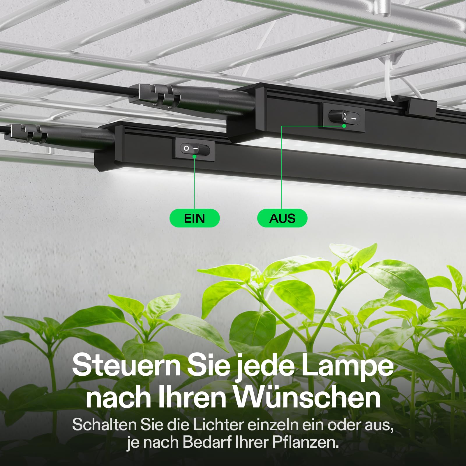 VIVOSUN lámpara LED T5 60 cm para plantas, 5000K espectro completo, 60W (4x15W) con temporizador y regulador, luz para germinación, hidroponía e interior, compatible SGS, ampliable, set de 4