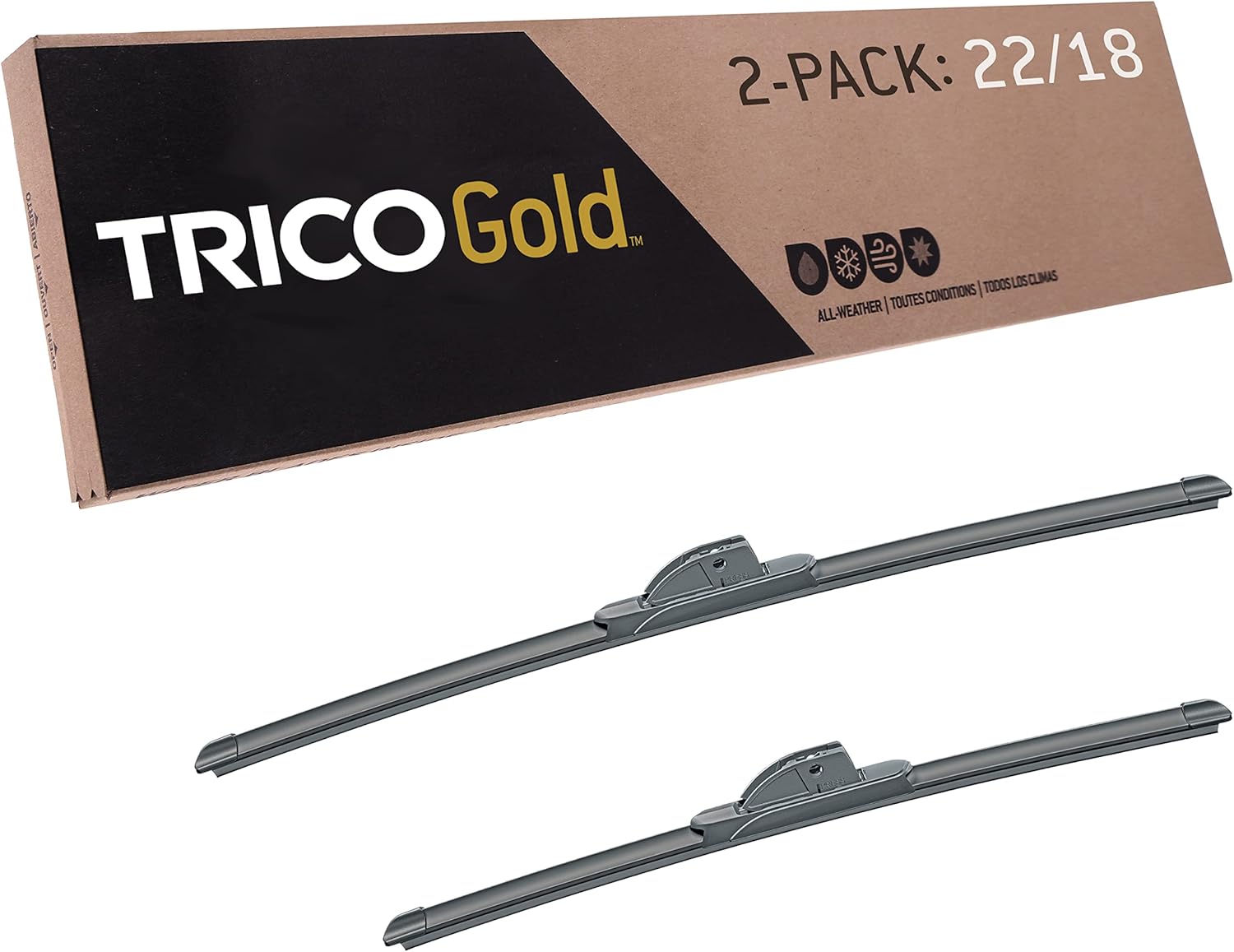 TRICO Gold® 22 & 18 Inch Pack of 2 Automotive Replacement Windshield Wiper Blades for My Car (18-2218) 22" + 18" Pair Pack