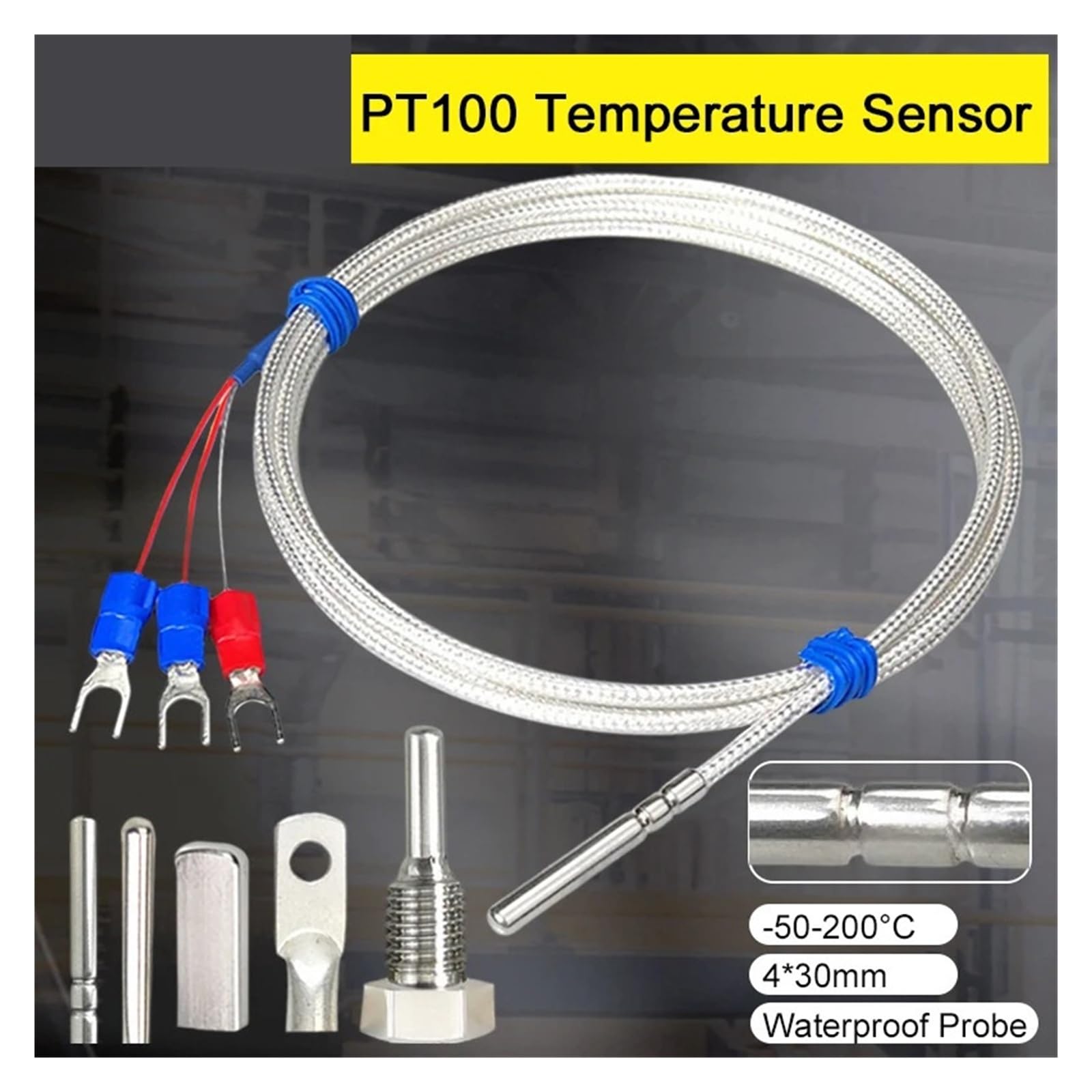 temperaturfühler 5 stücke PT100 Temperatursensor RTD Temperaturfühler Widerstandsthermometer PT100 RTD Sensor Industrieller Temperatursensor(5m-PT100)