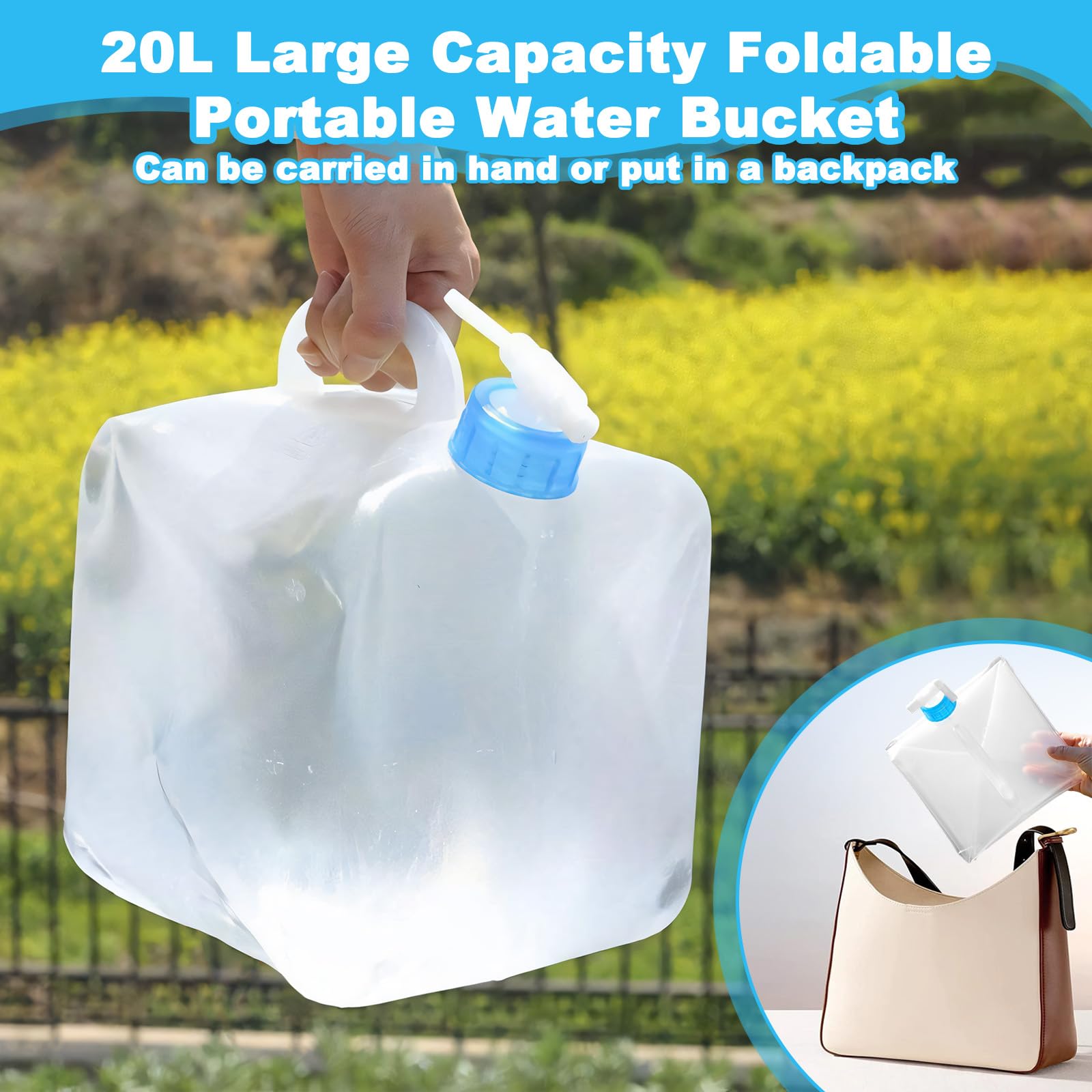 Bidon Eau Pliable 8 Litres Jerrican, Bidon Et Poche à Eau Potable Pour Camping & Randonnée | H2R Jerrican Eau 20l