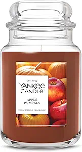 Yankee Candle Large Jar Scented Candle with up to 150 Hour Burn Time, Premium Plant Wax Blend for Consistent Burn, 22 oz Jar Candle with Room Filling Fragrance, Apple Pumpkin
