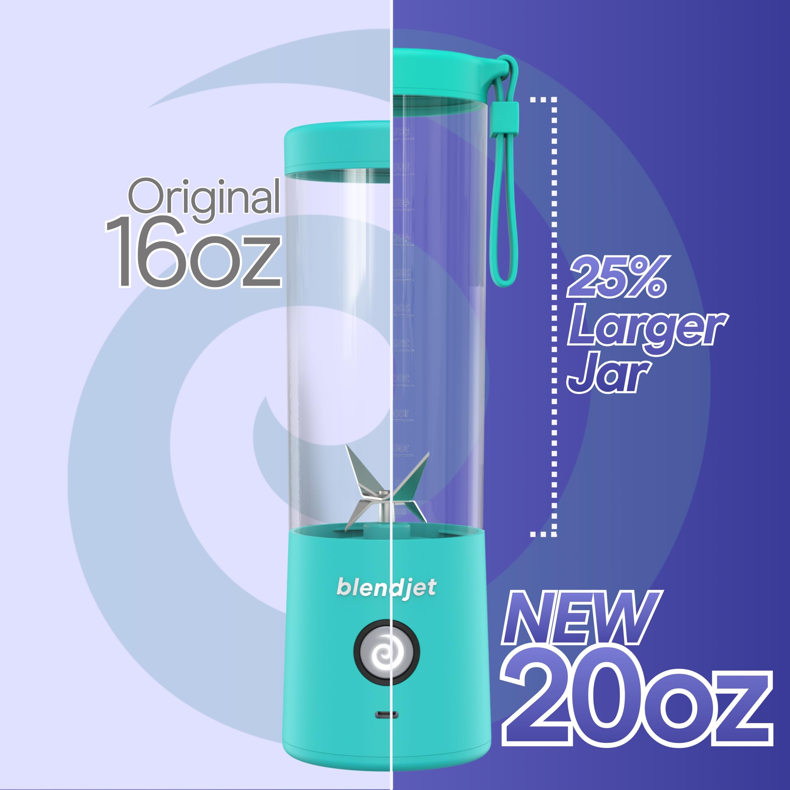 BlendJet 2 Portable Blender for Smoothies & Shakes - BlendJet Cordless Personal & Small Blender, USB-C Rechargeable & Self Cleaning - (Mint, 16 oz.): Geode 20 oz.