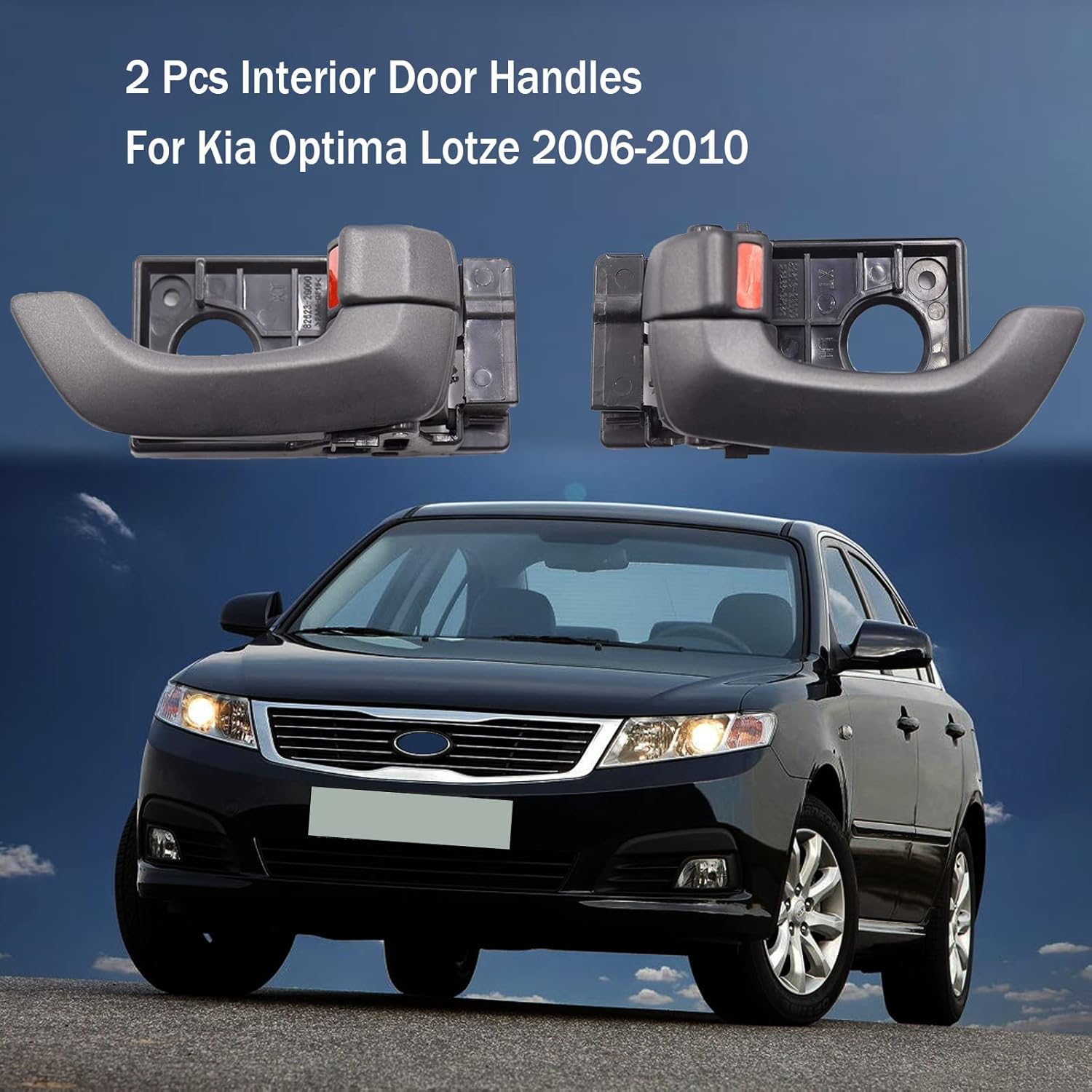 2 Pcs Inside Front & Rear Door Handle, Inner Left Driver Right Passenger Side Interior Door Handles, fits for Kia Optima Lotze 2006-2010 / Replace 826102G000K2 / 826202G000K2