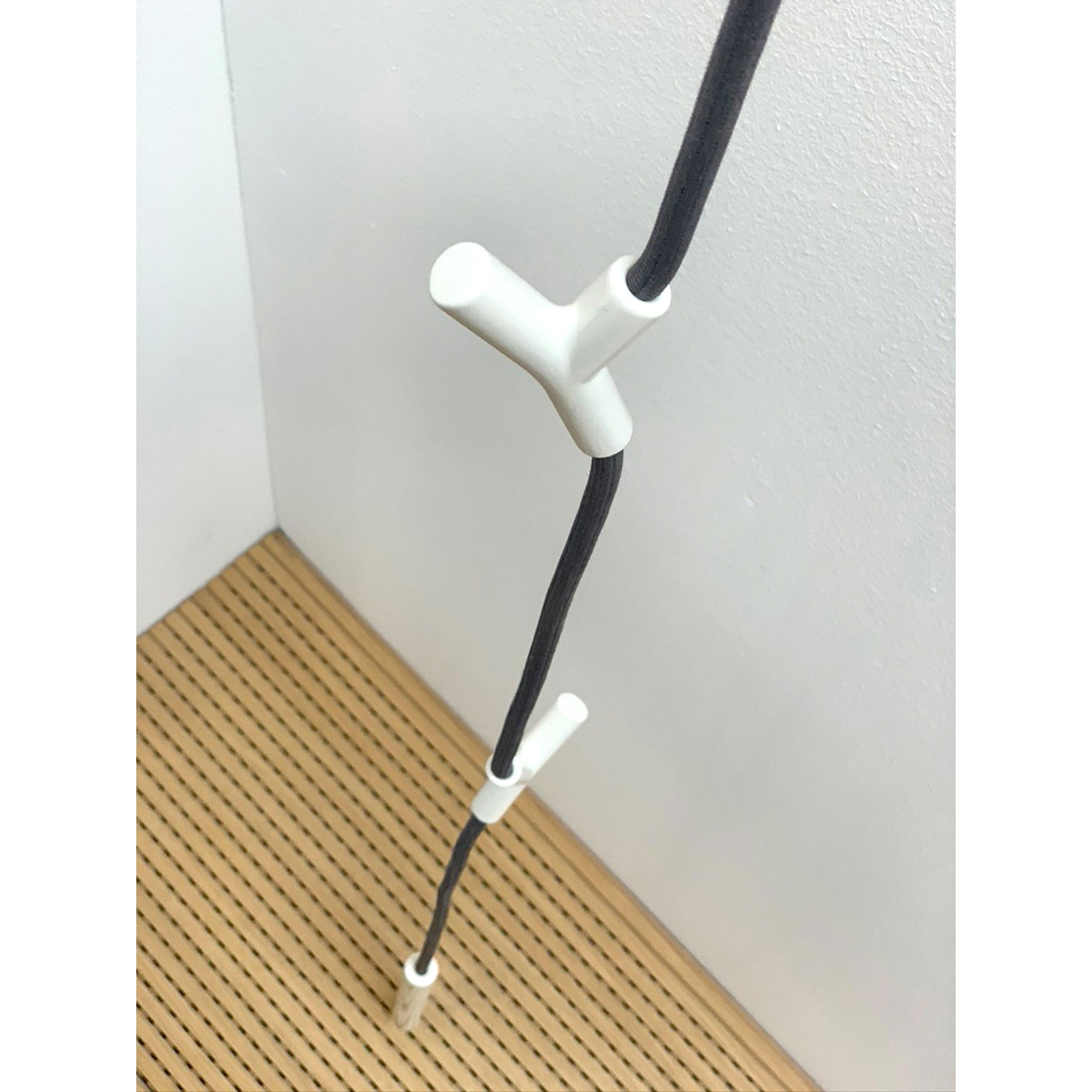 Armadio, armadio appeso in corda grigio, 4 ganci bianchi