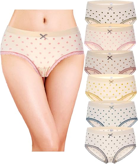 Amazon Co Jp 6枚セット ショーツ レディース シームレス かわいい パンツ 下着 女性 レース コットン100 クロッチ通気 吸湿 コットン100 クロッチ シームレスショーツ ジャストウェスト ローライズフリーサイズ伸縮性 薄手 夏着 水玉カメオピンク 水玉カメオ