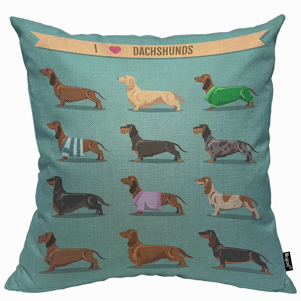 Federa Per Cuscino 45x45 Cm Con Simpatico Cane Bassotto – Morbida In Lino Per Divano E Letto