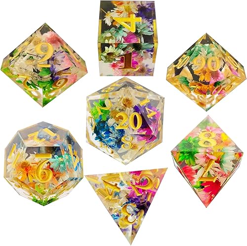 DD DND - Juego de dados de resina RPG afilados hechos a mano con hermosas connotaciones adecuado para juegos de mesa de juego de rol Calabozos y