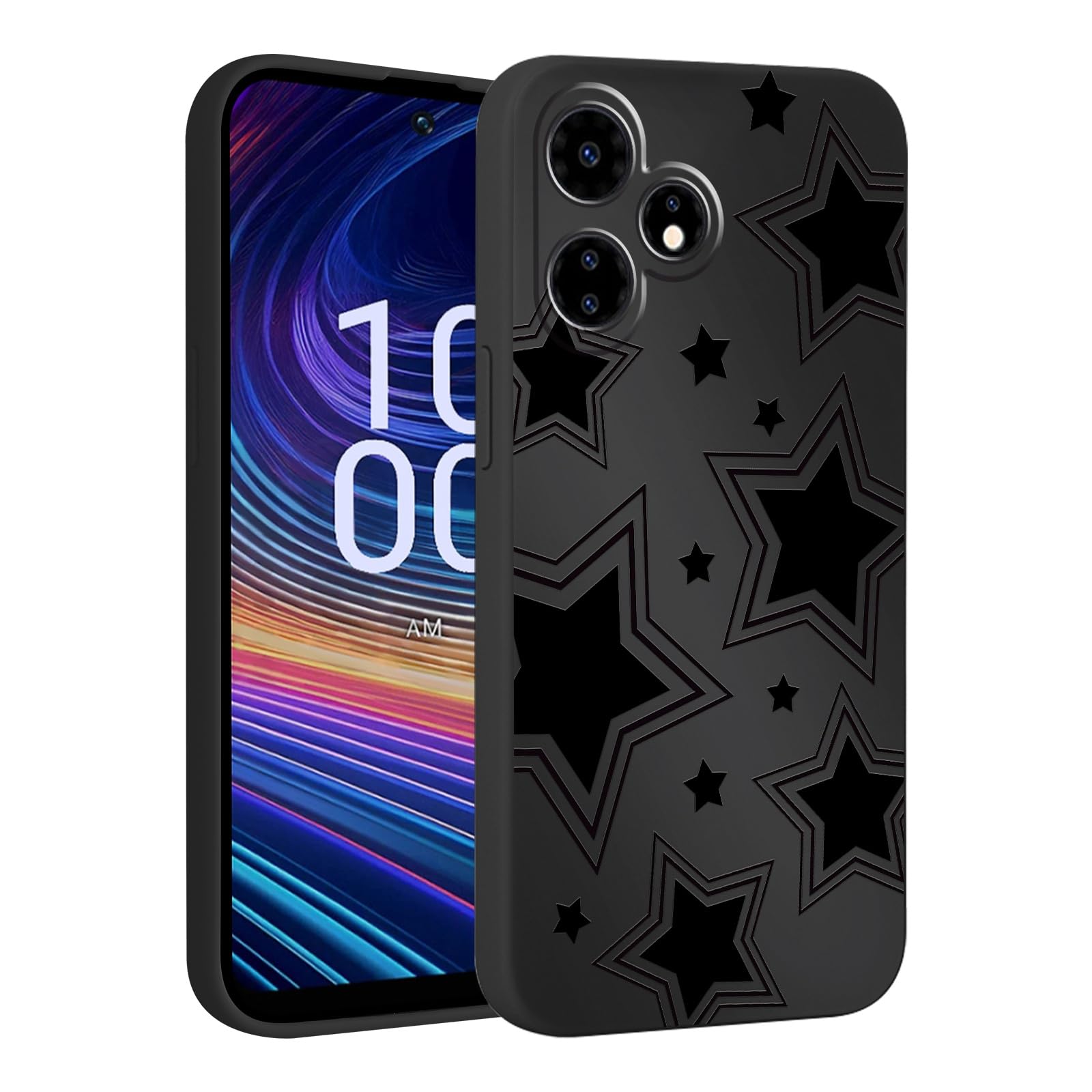 lioscre Cute Cool Star Phone Case for Boost celero 5g Plus 2024 7", Aesthetic Coquette Black Pattern Print Design Case Soft Slim Shockproof TPU