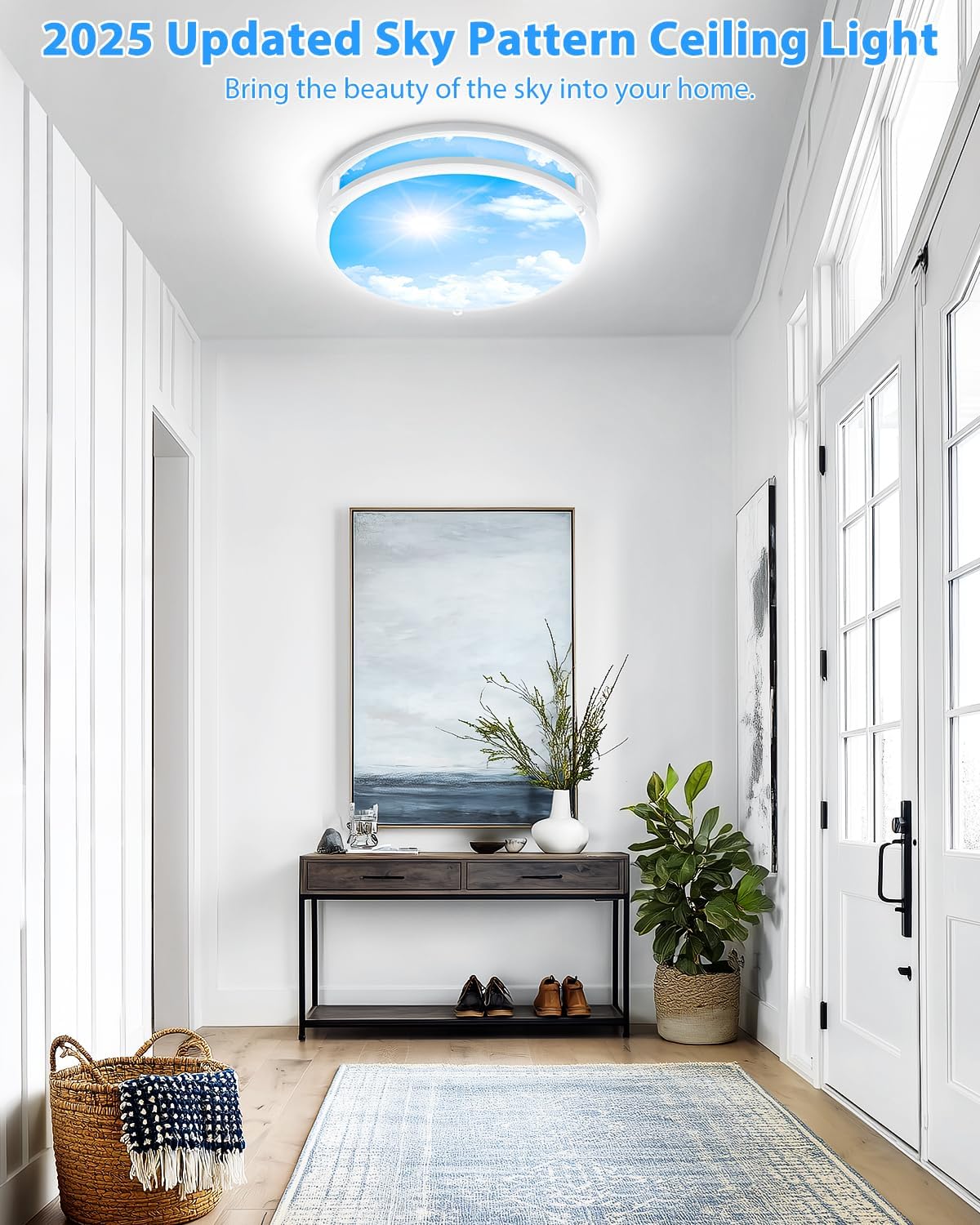 2 Pack 24W LED Ceiling Lights for Hallway Bedroom Kitchen, 12 Inch Dimmable Modern Flush Mount LED Ceiling Light Fixture, 6500K/5000K/4000K/3500K/3000K Adjusted Modern Lamps