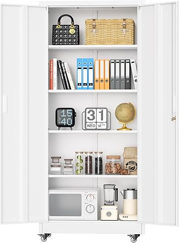 Miniatura 14 de Superday Cofre de herramientas de metal, 8 cajones con ruedas, gabinete de almacenamiento de herramientas desmontable con cerradura para garaje,