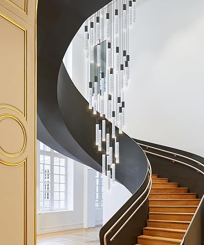 Miniatura 5 de Candelabros modernos con 46 luces LED para sala de estar, techo alto de 20 pies, para entrada, comedor, lámparas colgantes de techo, lámpara de