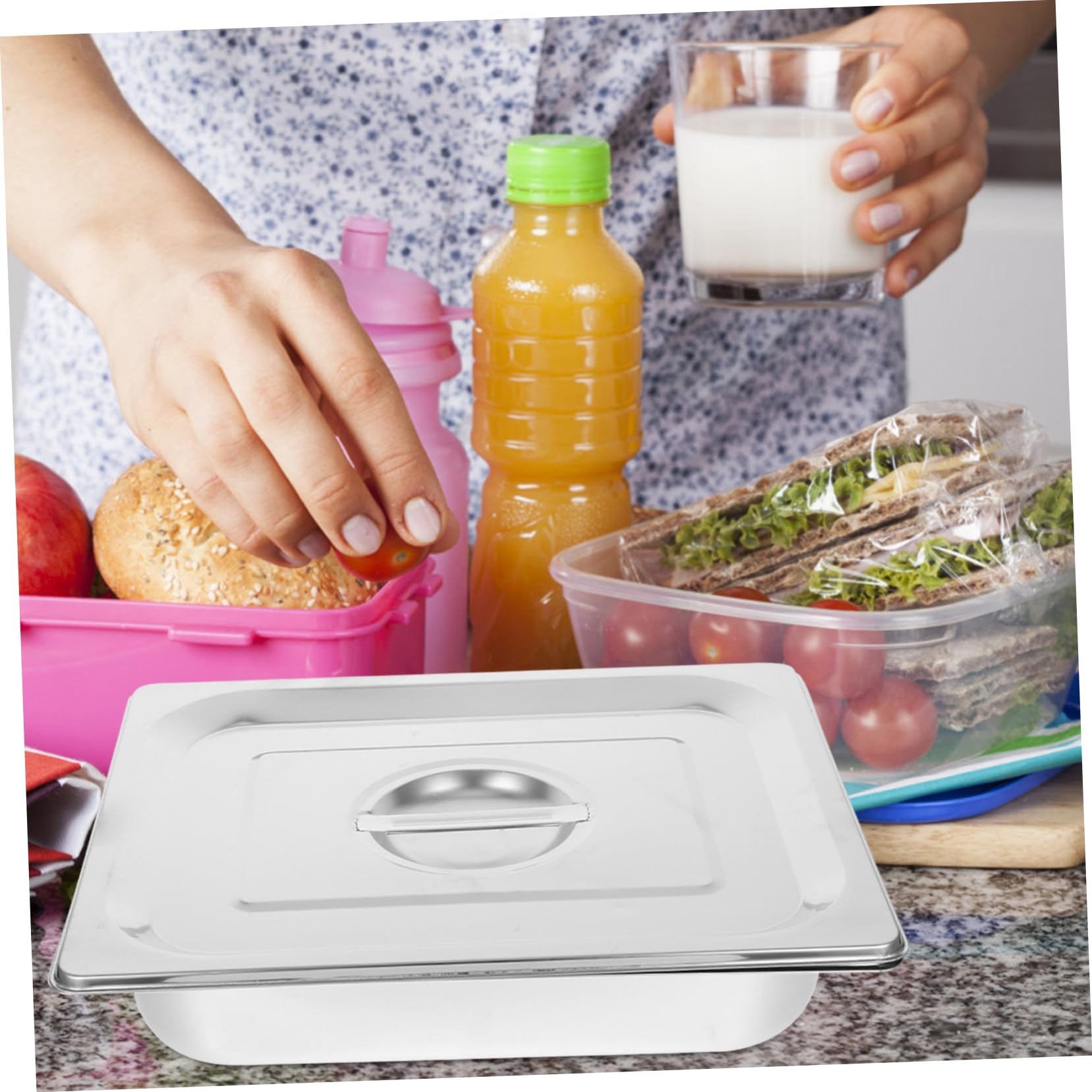 MOLUCKFU Bread Buffet Tray Serving Tray for Buffet Steam Table Trays Buffet Server Dish Buffet Foods Holder Buffet Plates Buffet Rectangular Tray Anti Jam Steam Table Pan Stainless Steel