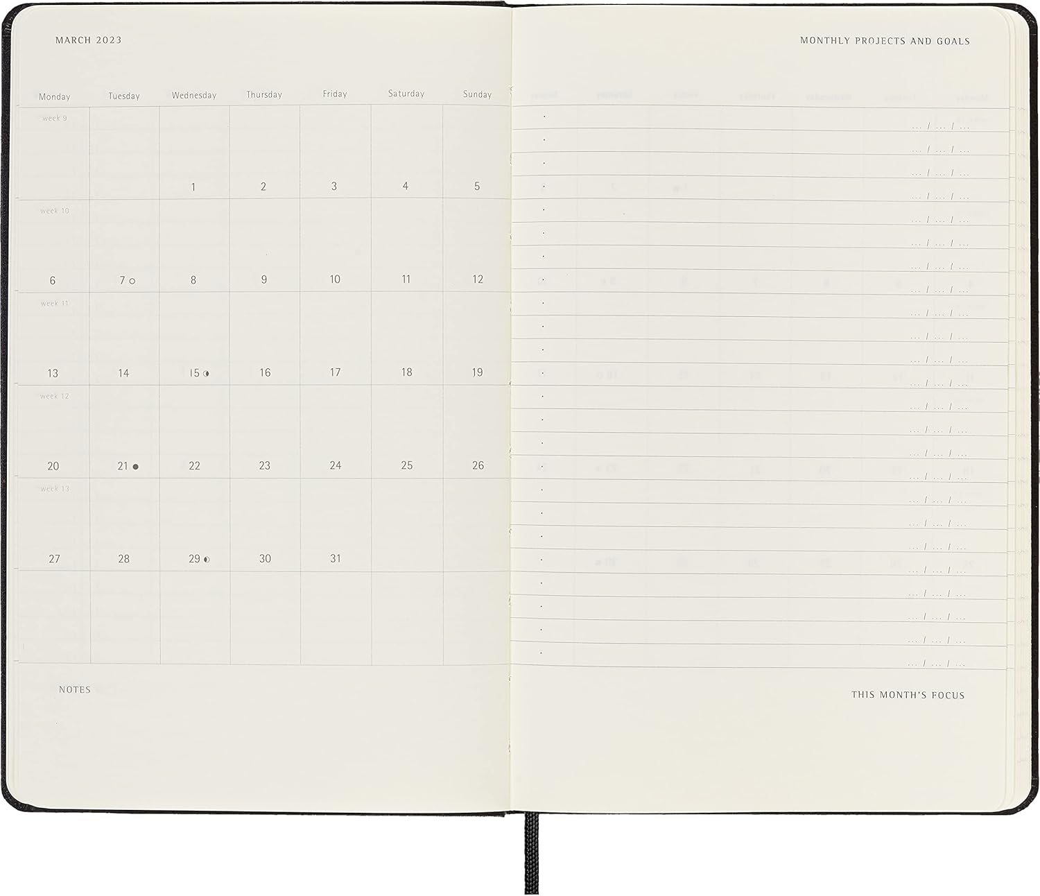 Moleskine PRO 12 Month 2023 Weekly Vertical Planner, Hard Cover, Large (5" x 8.25"), Black