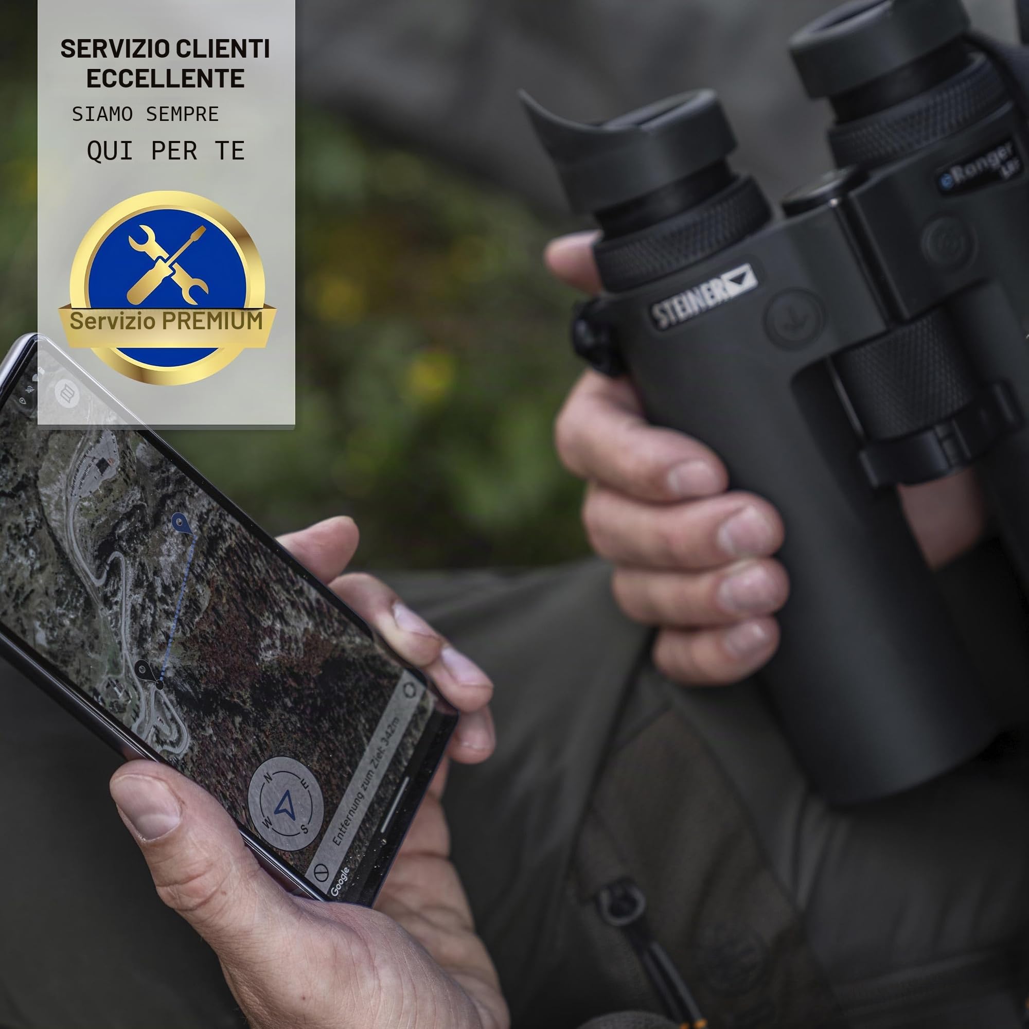 Steiner Binocolo da caccia eRanger LRF 10x42 – telemetro laser fino a 3.000 m, trasmissione digitale Steiner Connect App, eRanger 8