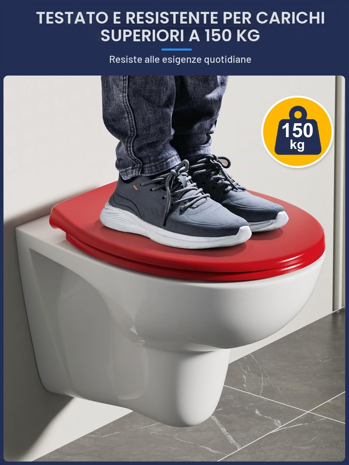 YEAUPE PRO Tavoletta WC Universale Forma O in Urea, Chiusura Ammortizzata