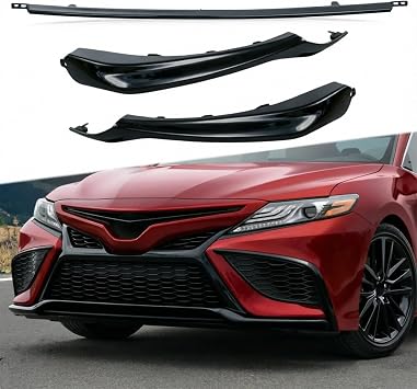 Front Bumper Lower Grille Trim Molding 3Pcs Compatible with For Toyota Camry SE XSE 2021 2022 Glossy Black