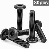 Tunejoy 30 Pezzi Viti a Testa Piatta M6 x 30 mm Nero Vite a Testa Esagonale Bulloni in Acciaio Inox A2 V2A Bulloni per Mobili con Chiavi a Esagono Filettatura Completa - 5