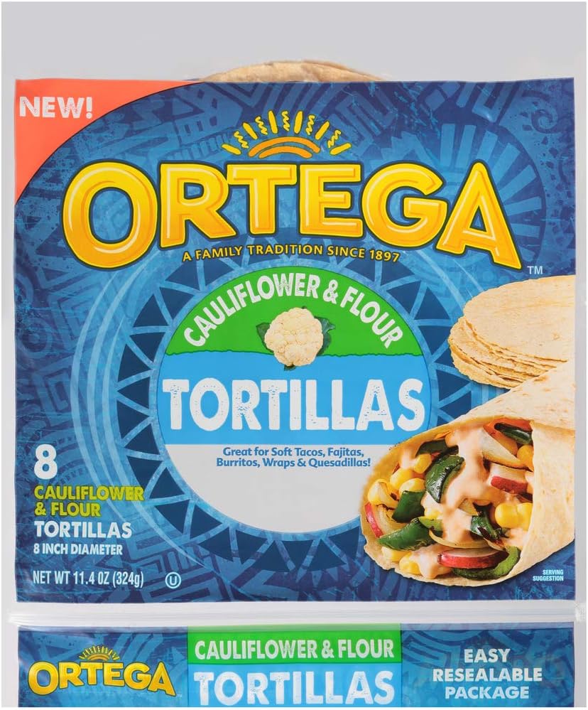 Ortega Tortillas, Cauliflower & Flour, 8 Inch, 8 Tortillas