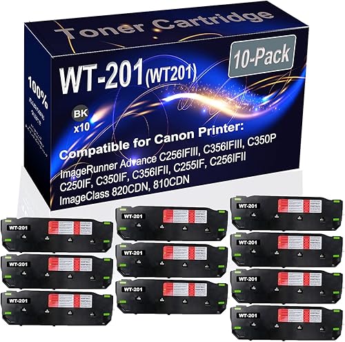 Paquete de 10 unidades (negro) compatible con ImageRunner Advance C256IFIII C356IFIII C350P C250IF C350IF Caja de contenedor de tóner residual (alta