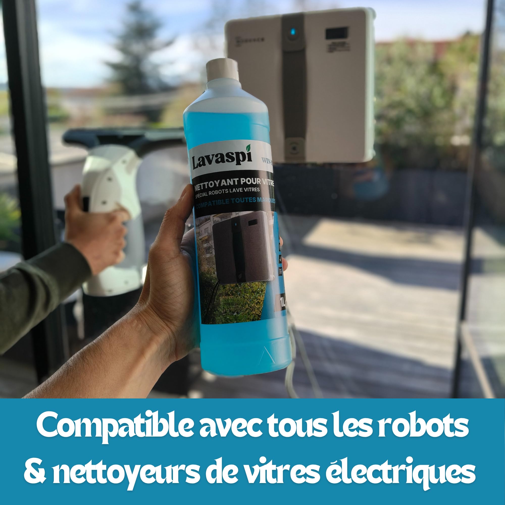 Lavaspi Produit Nettoyant Pour Robot Lave-Vitres, Compatible Toutes Marques - Anti Traces - WIN 1505 (Lot de 2)