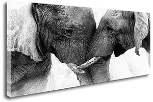Black and White Elephants Entwine Wall Art Canvas Painting