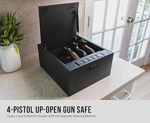 Miniatura 2 de RPNB Caja fuerte para pistola, caja fuerte para 4pistolas multifunción, certificado del Departamento de justicia (DOJ) de California, dispositivo de