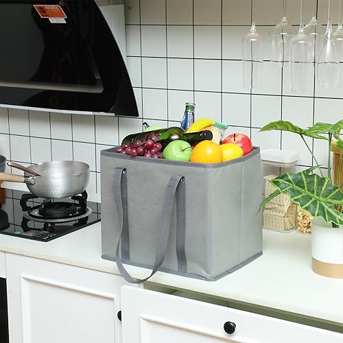 Miniatura 6 de Zhehao Paquete de 10 bolsas de comestibles reutilizables grandes, bolsas de carrito de compras, plegables y resistentes, bolsa de compras