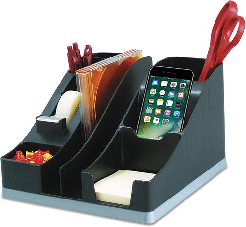 Miniatura 3 de deflecto Silhouettes - Organizador todo en uno, 6 compartimentos, plástico, 8.13 x 9.13 x 5.19, negroplateado