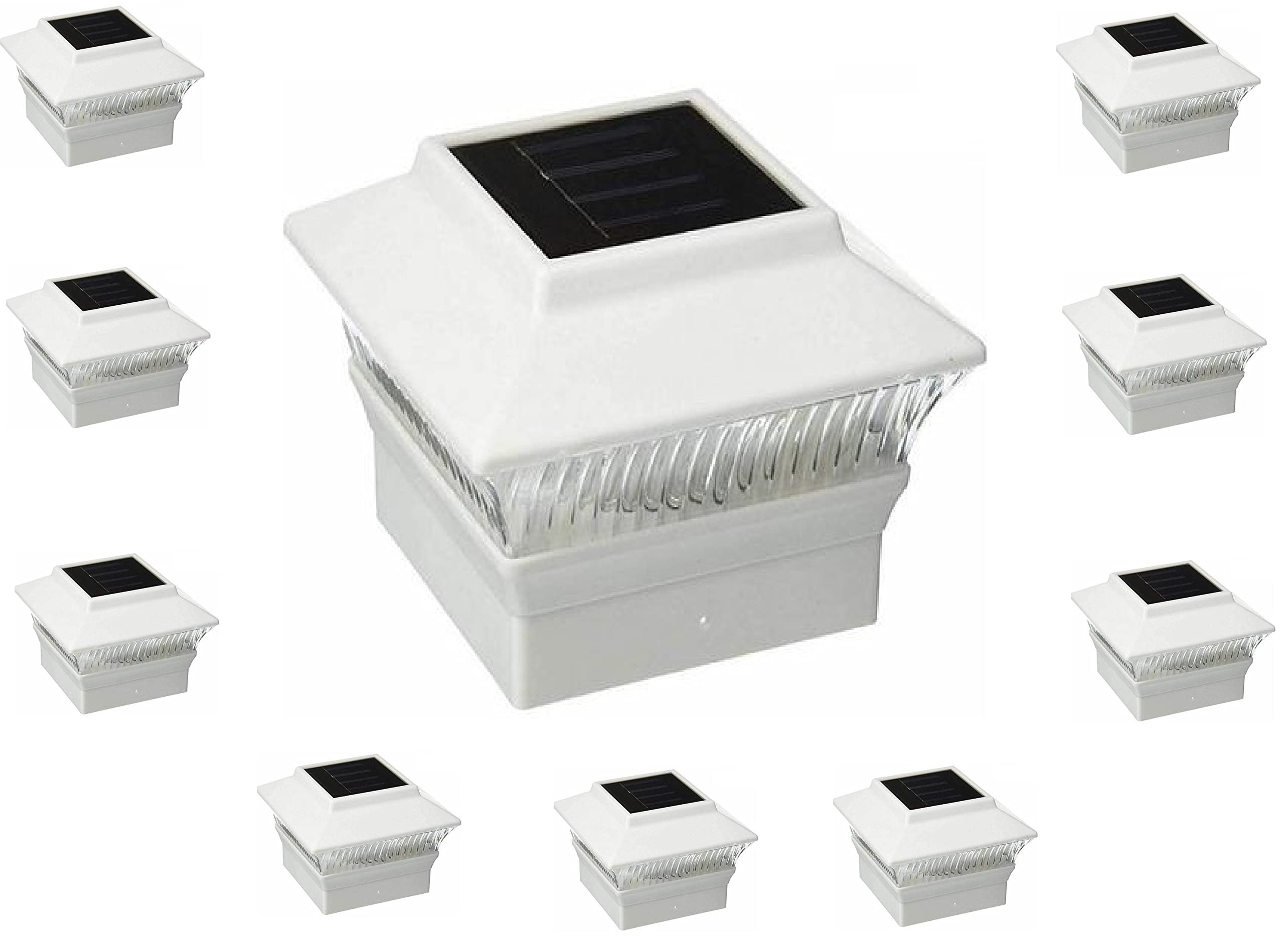 Starry Illuminate 10 Pcs 4x4 Solar White Color Square PVC Post Fence Cap Lights