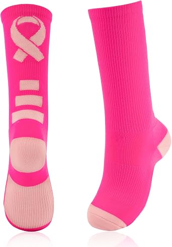 Breast Cancer Awareness Football Socks - Pink Sports Socks for Women & Men - Breast Cancer Gifts