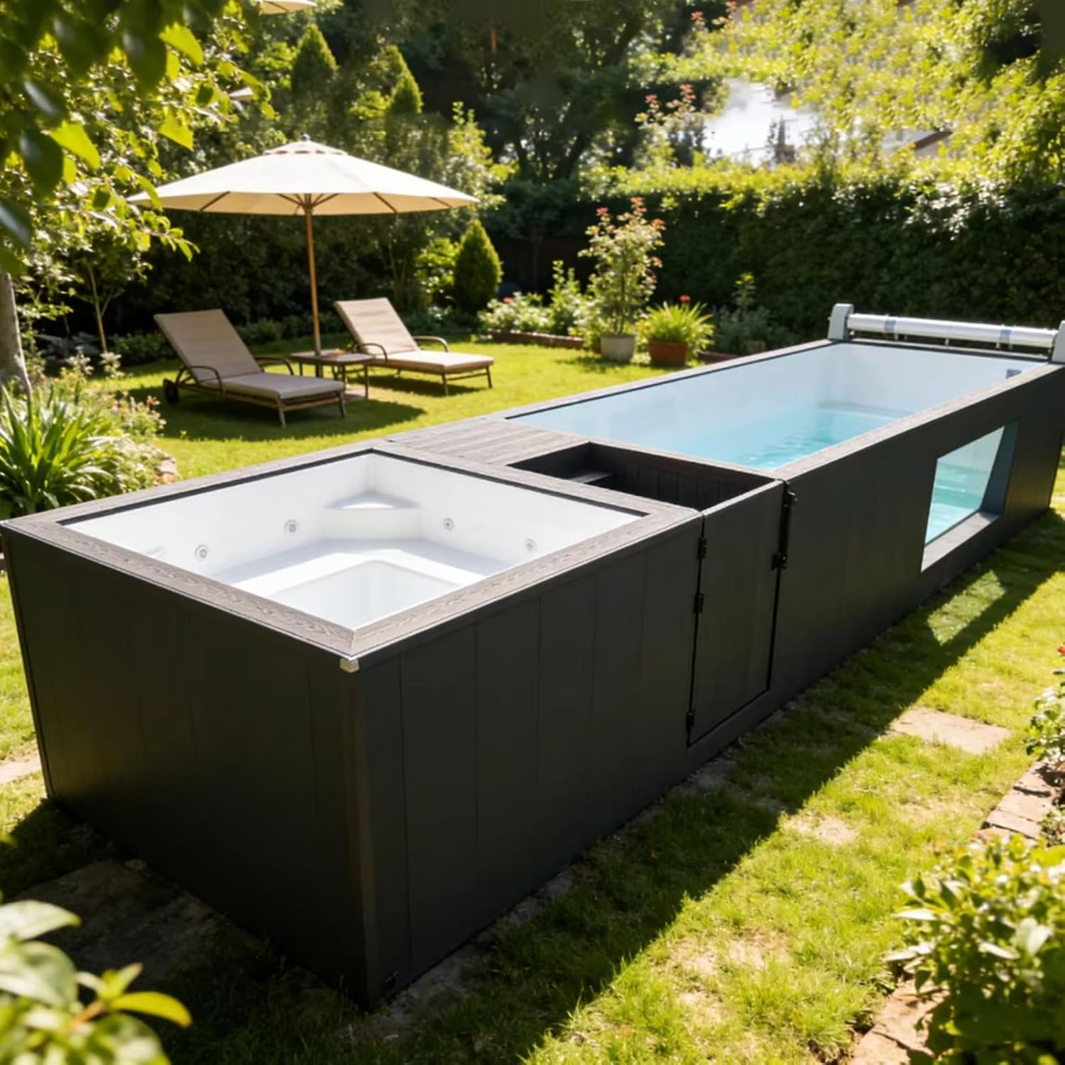 Shipping Container Swimming Pool for Backyard Outdoor Use, Container Pool Assembly, Container Swimming Pool Above Ground Portable for Small Yards